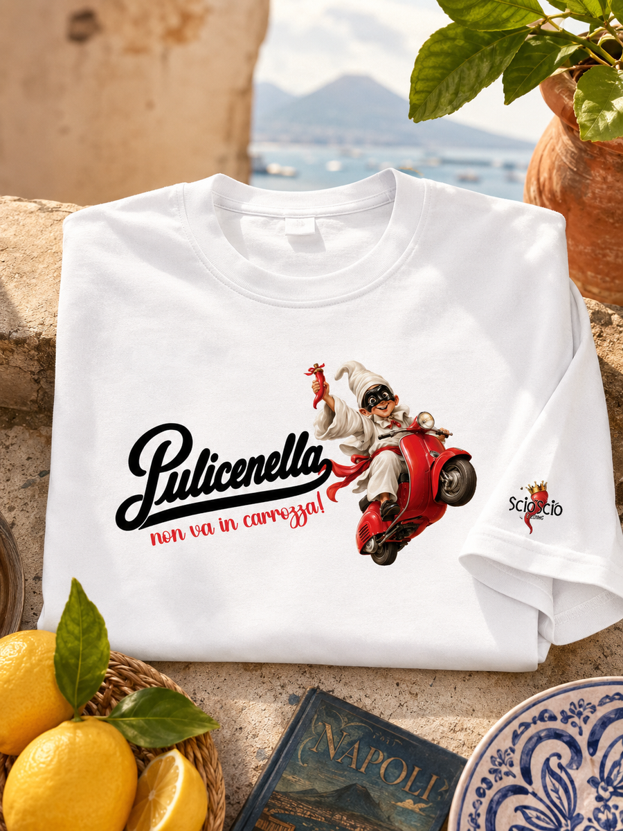 T-shirt “Pulicenella non va in carrozza” – Sciò Sciò Ciucciuè