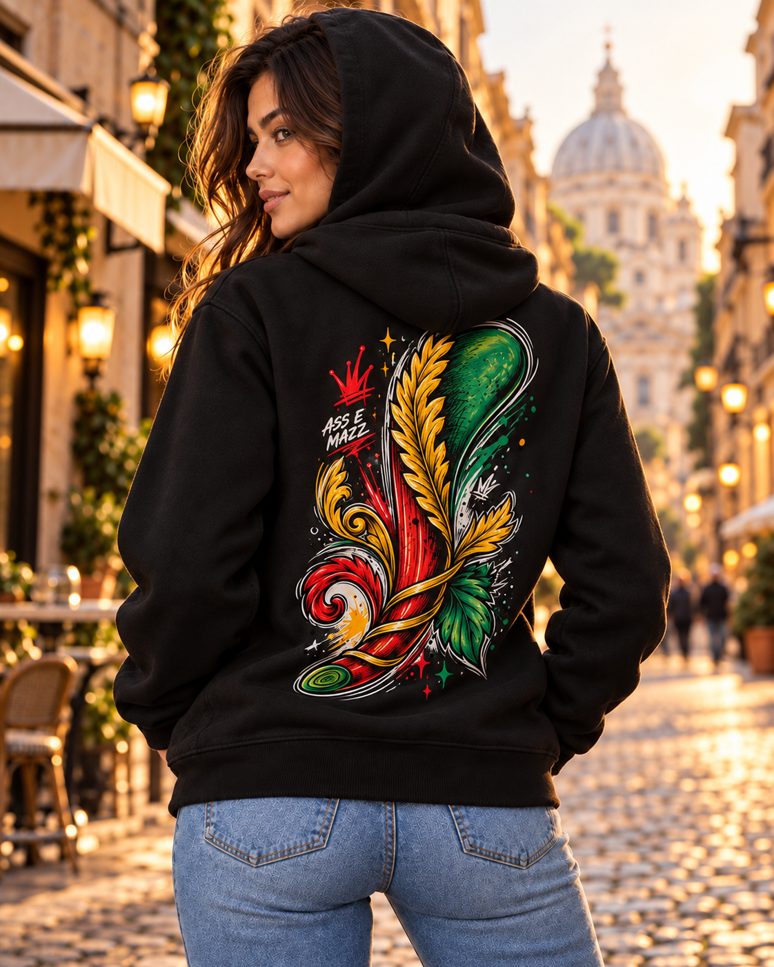 Felpa ASS E MAZZ retro con cappuccio
