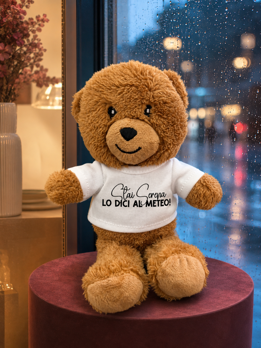 Ciro orsetto con maglietta Stai serena lo dici al meteo
