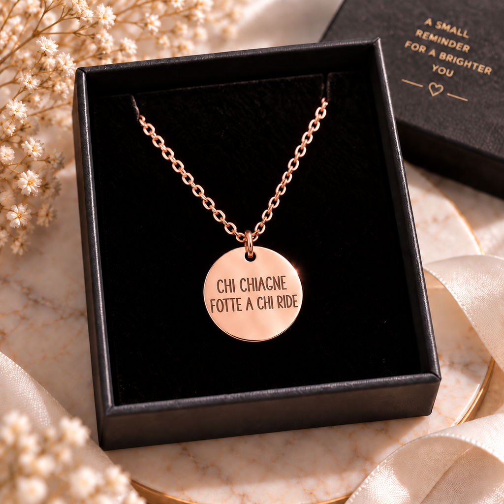 Collana Tagliente Chi Chiagne Fotte a Chi Ride - Oro Rosa