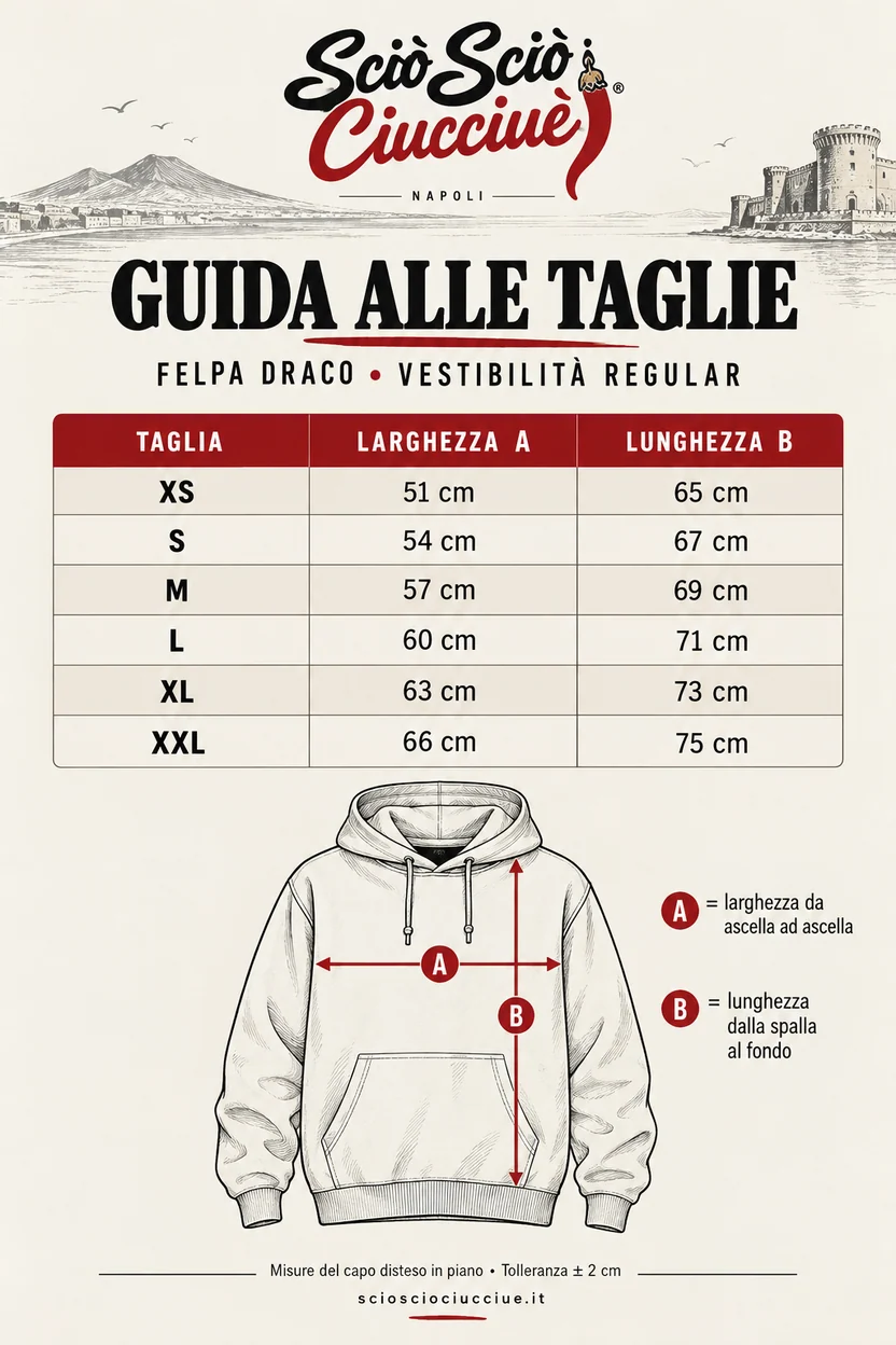 Guida taglie felpa Friends Draco